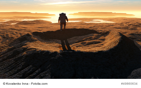 Stockfoto: Krater mit Astronaut